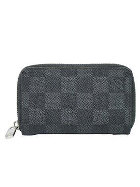 Louis Vuitton LV Zippy Coin Purse Damier Graphite Case Black Gray Wallet Second